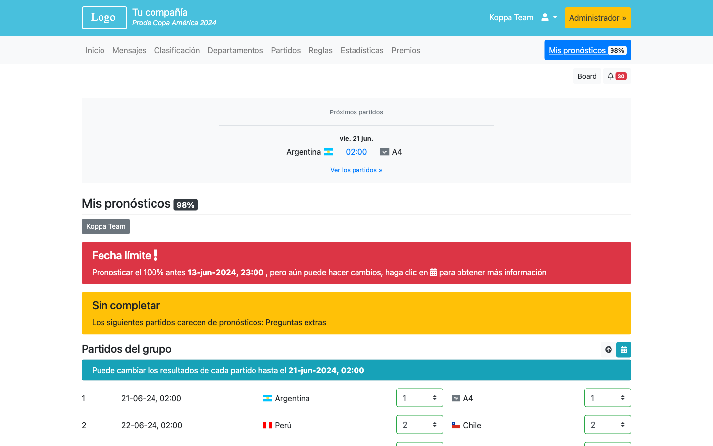Prode Copa América 2024 - Copa Mundial 2026