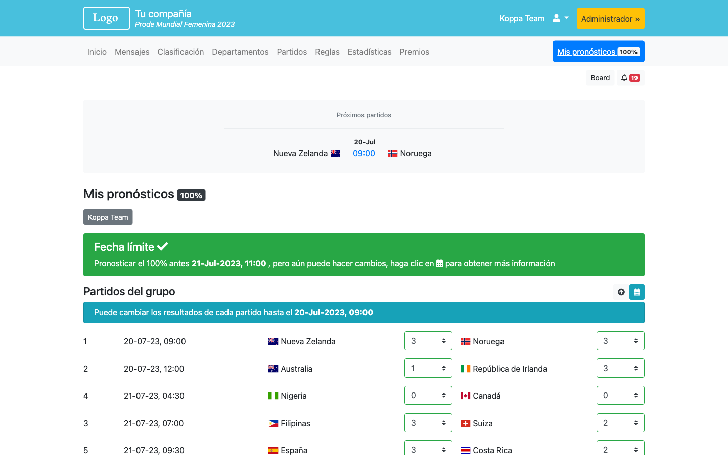 Prode Mundial Femenina 2023 - Copa Mundial Femenina 2023